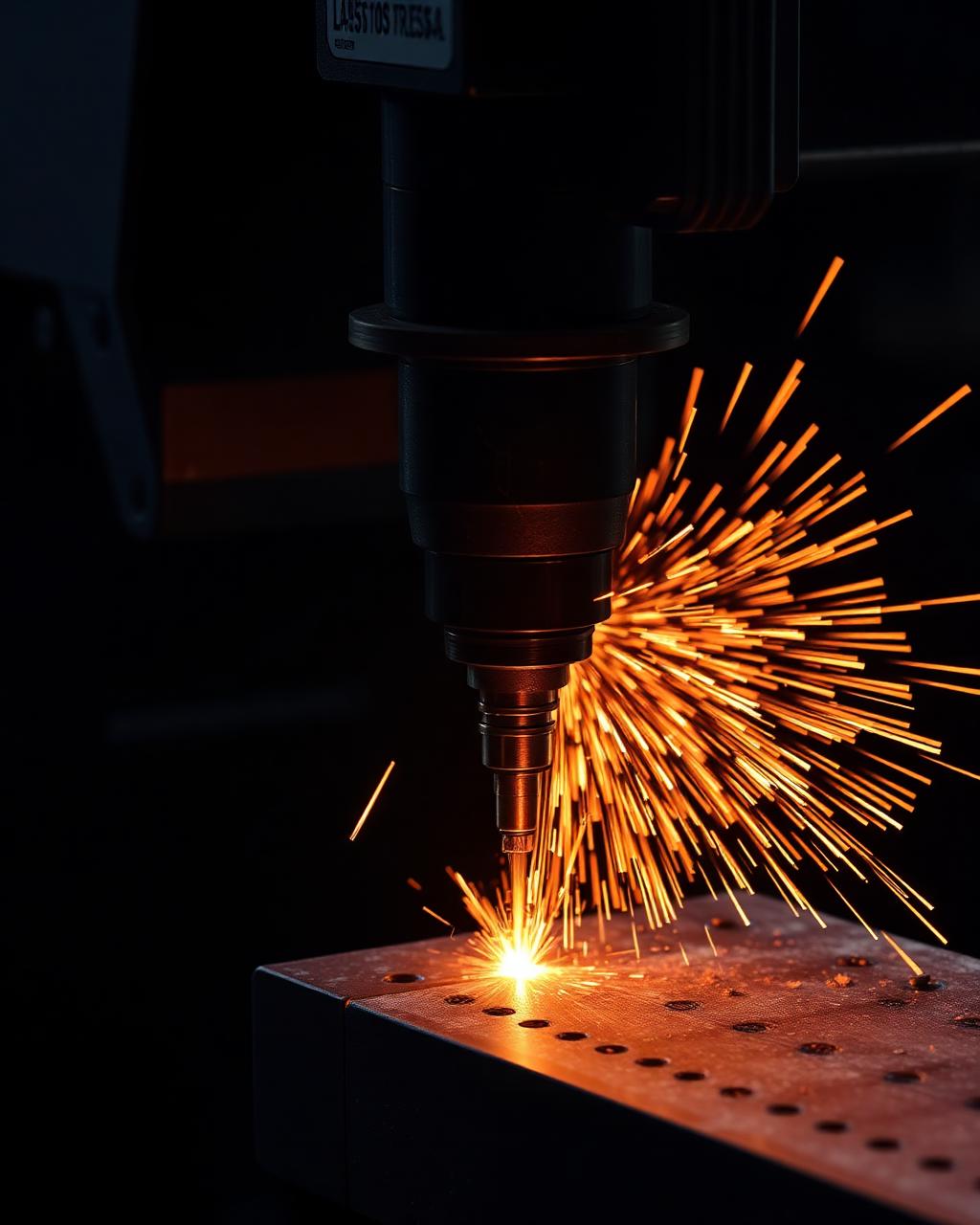 Industrial fiber laser cutting head with sparks